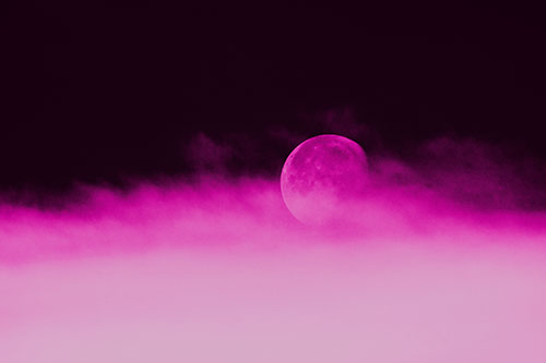 Moon Rolling Along Clouds (Pink Tone Photo)