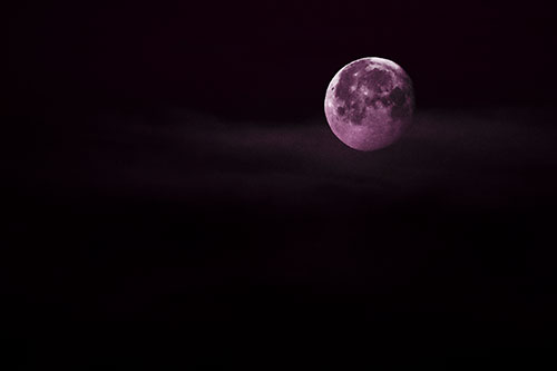 Moon Sets Behind Faint Clouds (Pink Tone Photo)
