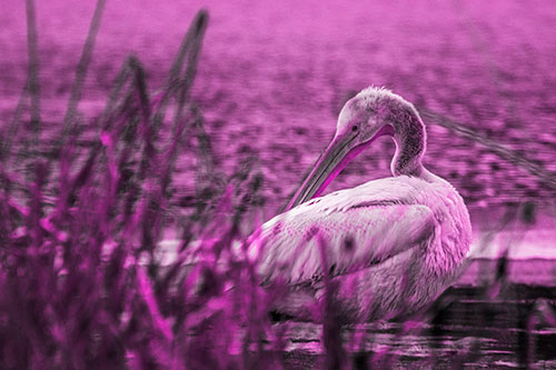 Pelican Grooming Beyond Water Reed Grass (Pink Tone Photo)