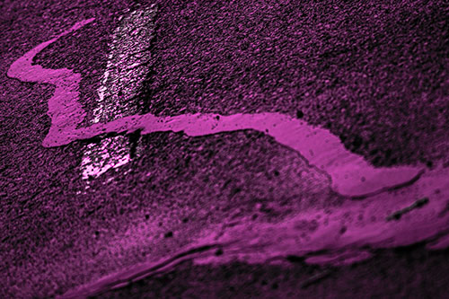 Slithering Tar Creeps Over Pavement Marking (Pink Tone Photo)