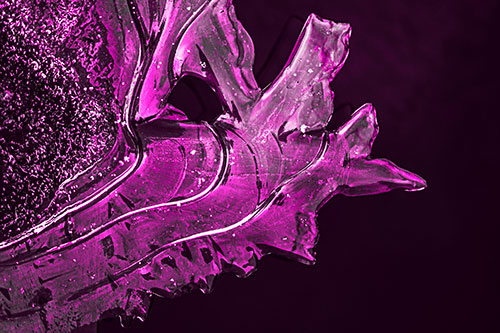 Smooth Ice Face Creature Hanging Above River Shoreline (Pink Tone)