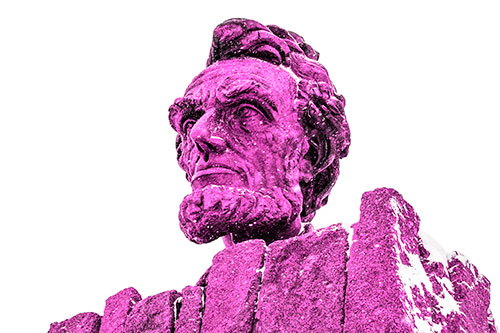 Snow Covering Presidents Statue (Pink Tone Photo)