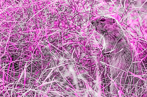 Standing Prairie Dog Snarls Towards Intruders (Pink Tone Photo)