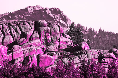 Two Towering Rock Formation Mountains (Pink Tone)