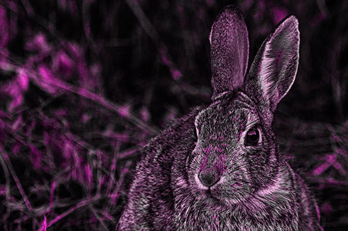 Unafraid Bunny Rabbit Curiously Watching (Pink Tone)