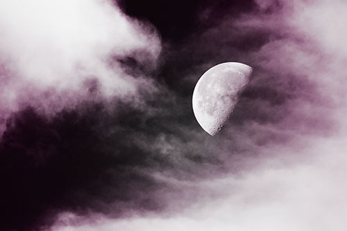 Upside Down Creature Cloud Moon Gazing (Pink Tone Photo)