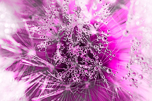 Water Dew Bubbles Among Dandelion Fluff (Pink Tone)