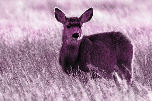 White Tailed Deer Leg Deep Among Grass (Pink Tone Photo)