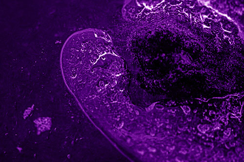 Angry Eyebrow Raised Ice Bubble Creature Bending Beside Mossy Rock (Purple Shade)