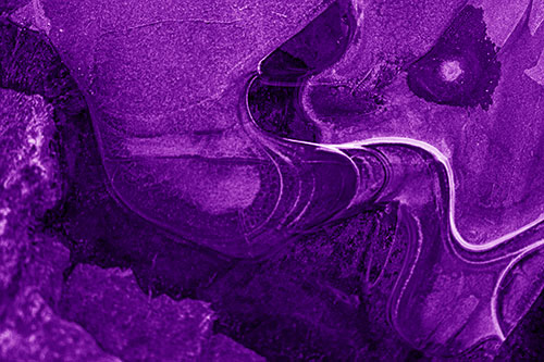 Angry Fuming Frozen River Ice Face (Purple Shade Photo)