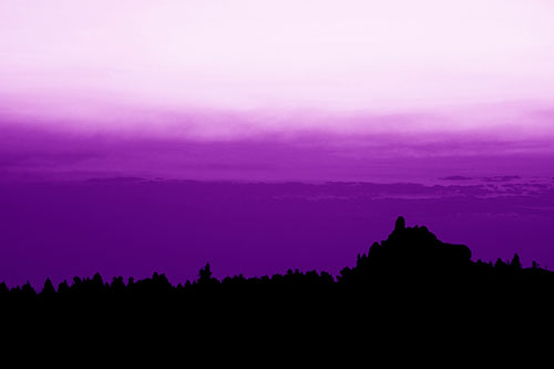 Blood Cloud Sunrise Behind Mountain Range Silhouette (Purple Shade Photo)