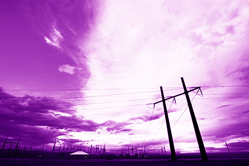 Cloud Clash Sunset Beyond Electrical Substation (Purple Shade Photo)