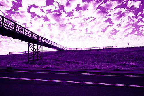 Cluster Clouds Over Walkway Bridge (Purple Shade Photo)