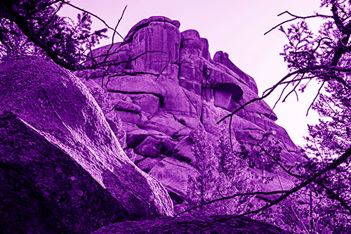Colossal Rock Mountain Formation Oozing Fungi (Purple Shade Photo)