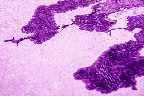 Creeping Water Puddle Across Concrete Pavement (Purple Shade)