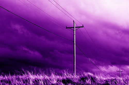 Dark Thunderstorm Clouds Over Powerline (Purple Shade Photo)