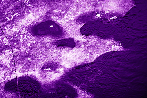 Disintegrating Ice Face Melting Among Flowing River Water (Purple Shade Photo)