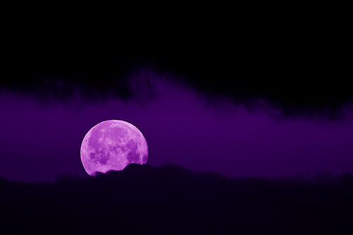 Easter Morning Moon Peeking Through Clouds (Purple Shade Photo)