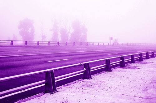 Fog Surrounds Deserted Sidewalk Roadway (Purple Shade Photo)