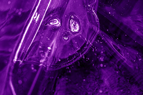 Frozen Unhappy Frowning Distorted River Ice Face (Purple Shade Photo)