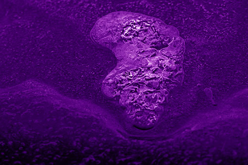 Frozen Water Bubble Mass Formation Along River (Purple Shade Photo)