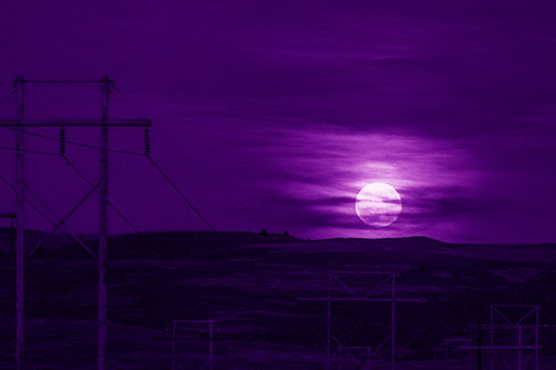 Full Moonrise Behind Mountain (Purple Shade Photo)