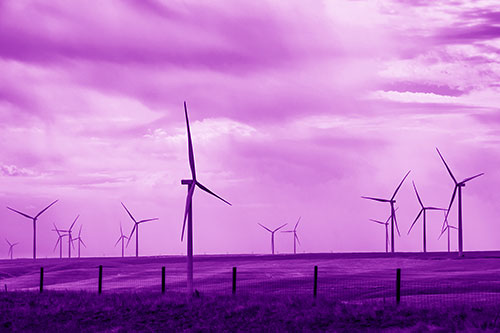 Gloomy Clouds Overcast Wind Turbine Pasture (Purple Shade Photo)