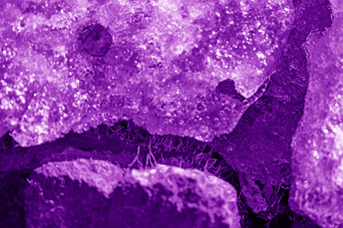 Ice Melting Crevice Mouthed Rock Face (Purple Shade Photo)