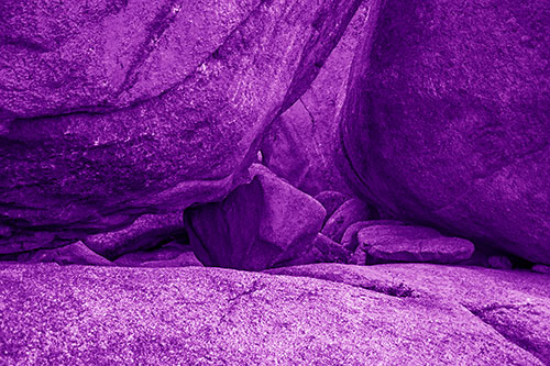 Large Crowded Boulders Leaning Against One Another (Purple Shade Photo)