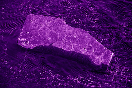 Massive Rock Atop Riverbed (Purple Shade Photo)