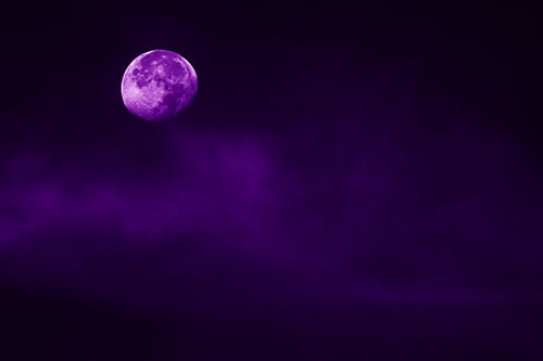 Moon Begins Descent Beyond Faint Mist Cloud (Purple Shade Photo)