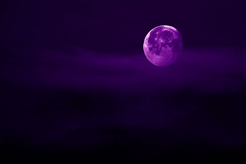 Moon Sets Behind Faint Clouds (Purple Shade Photo)