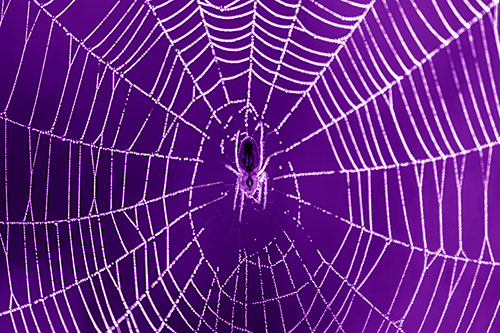 Orb Weaver Spider Rests Among Web Center (Purple Shade)