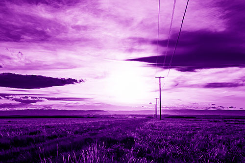 Powerline Prairie To Peak Sunset (Purple Shade Photo)