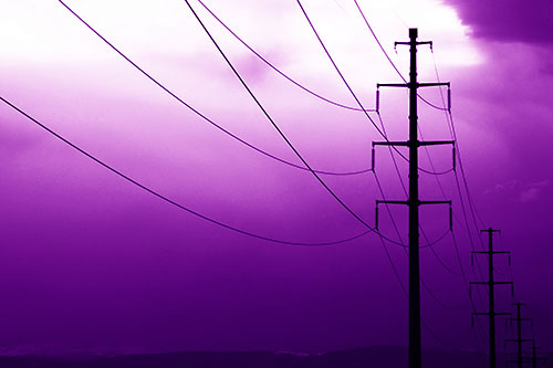 Powerlines Receding Into Thunderstorm (Purple Shade Photo)