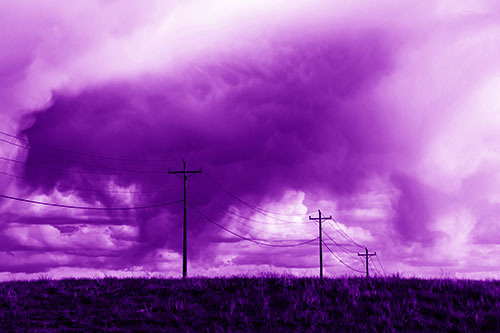 Rainstorm Clouds Twirl Beyond Powerlines (Purple Shade)