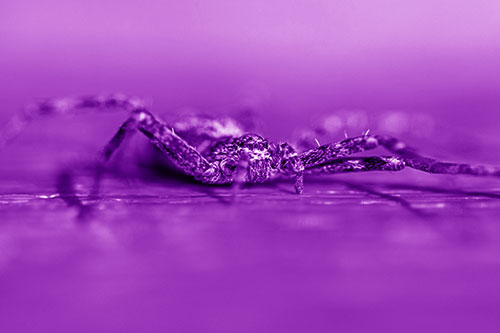 Running Crab Spider Resting Among Bench (Purple Shade)