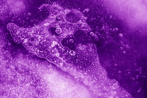 Screaming Submerged Bubble Face Creature Among Icy River (Purple Shade)