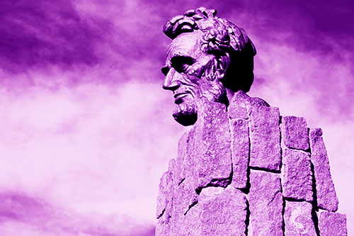 Sideways Presidential Statue Headshot Among Clouds (Purple Shade Photo)