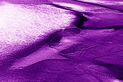Sloping Ice Melting Atop River Water (Purple Shade Photo)