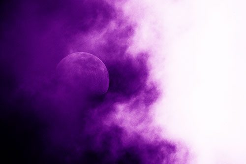 Smearing Mist Clouds Consume Moon (Purple Shade Photo)