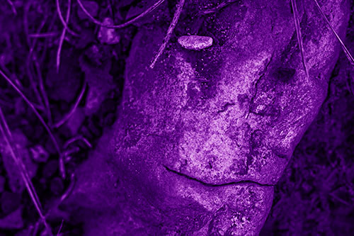 Smirking Battered Rock Face (Purple Shade Photo)