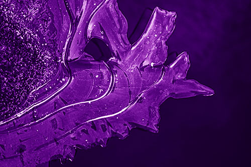 Smooth Ice Face Creature Hanging Above River Shoreline (Purple Shade)