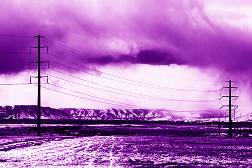 Snowstorm Brews Beyond Powerlines (Purple Shade Photo)