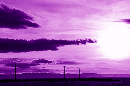 Sunsetting Beyond Powerline Mountain Range (Purple Shade Photo)