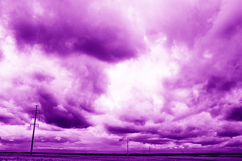 Thunderstorm Clouds Forming Over Powerlines (Purple Shade Photo)
