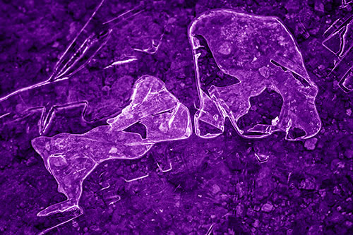 Translucent Frozen Big Eyed Alien Ice Bubble Figure Atop River (Purple Shade)