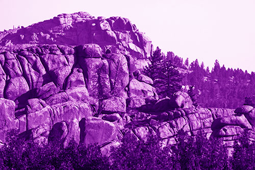 Two Towering Rock Formation Mountains (Purple Shade Photo)