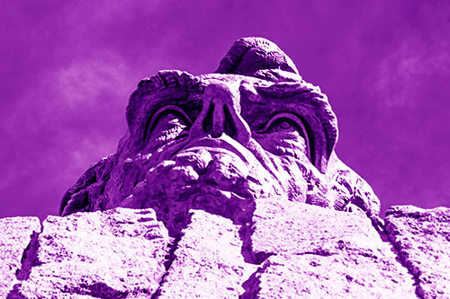 Vertical Upwards View Of Presidents Statue Head (Purple Shade Photo)