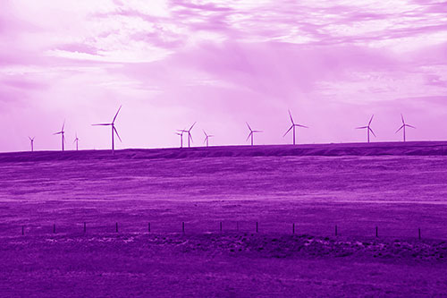 Wind Turbines Scattered Along Prairie Horizon (Purple Shade)